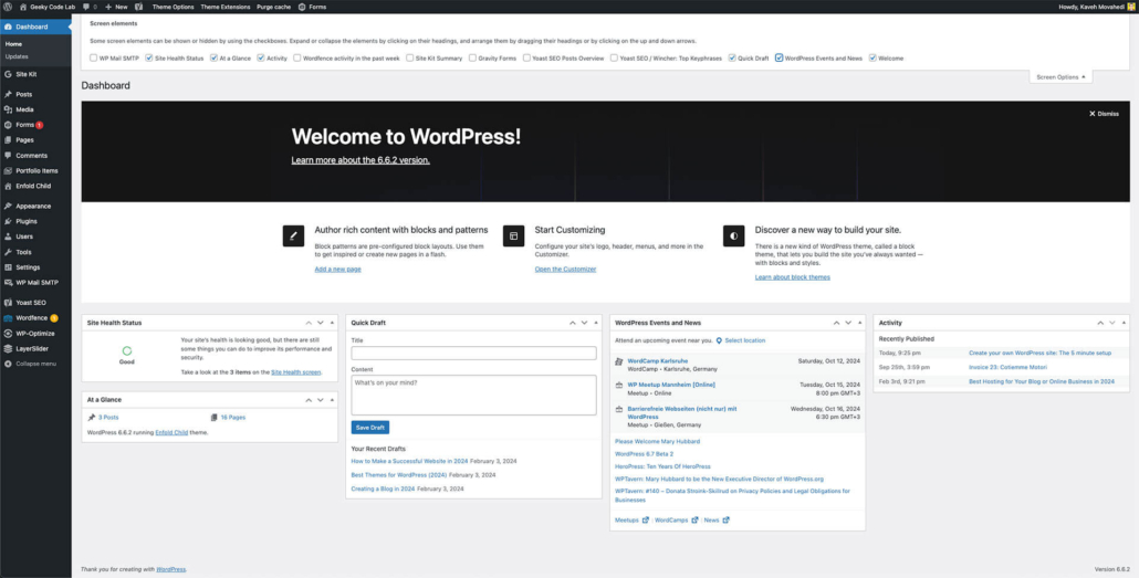 WordPress Dashboard